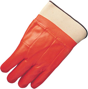 PVC Coated Foam Lined Orange Glove w/Safety Cuff - Gloves